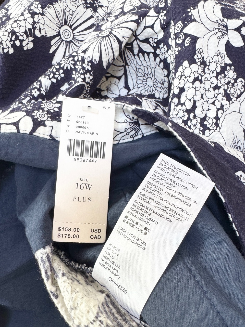 NWT Anthropologie Maeve Magda Navy and White Floral Halter Jumpsuit 16W Plus - Picture 7 of 7